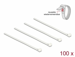 18639 Delock Cable ties releasable white L 200 x W 7.5 mm 100 pieces