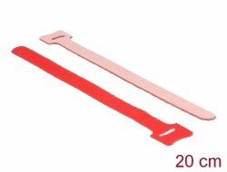 18690 Delock Brida para cable con gancho y lazo LA 200 mm x AN 12 mm (10 unidades) rojo