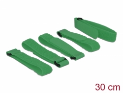 18706 Delock Vázací pásky na suchý zip D 300 mm x Š 20 mm 5 kusů s očkem zelený