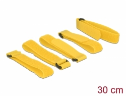 18708 Delock Συνδετήρες hook-and-loop Μ 300 mm x Π 20 mm 5 τεμαχίων με θηλειά κίτρινο χρώματος