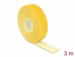 18738 Delock Hook-and-loop tape on roll L 3 m x W 20 mm yellow