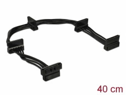60144 Delock Cablu de alimentare cu conector tată SATA cu 15 pini > 4 conectori mamă SATA cu 15 pini de 40 cm, negru