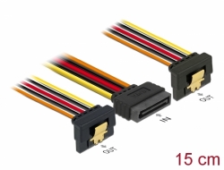 60145 Delock Αρσενικό καλώδιο ρεύματος SATA των 15 pin με λειτουργία κλειδώματος > θηλυκά καλώδια ρεύματος 2 x SATA των 15 pin με 15 εκ.