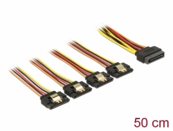 60158 Delock Kabel SATA 15 Pin Strom Stecker mit Einrastfunktion > SATA 15 Pin Strom Buchse 4 x gerade 50 cm
