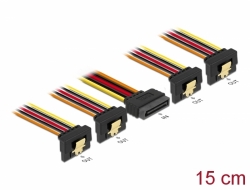 60166 Delock Kabel SATA 15 Pin Strom Stecker mit Einrastfunktion > SATA 15 Pin Strom Buchse 4 x unten 15 cm
