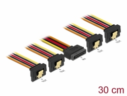 60167 Delock Kabel SATA 15 Pin Strom Stecker mit Einrastfunktion > SATA 15 Pin Strom Buchse 4 x unten 30 cm