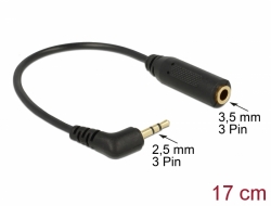 65672 Delock Audiokabel Klinkenstecker 2,5 mm 3 Pin gewinkelt > Klinkenbuchse 3,5 mm 3 Pin 