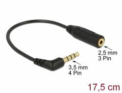 65673 Delock Audio Cable Stereo jack 3.5 mm 4 pin male angled > Stereo jack 2.5 mm 3 pin female 