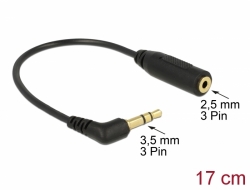 65675 Delock Audio Cable Stereo jack 3.5 mm 3 pin male angled > Stereo jack 2.5 mm 3 pin female 