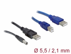 82461 Delock Kabelset 2-fach USB-A zu DC + USB-B 30 cm