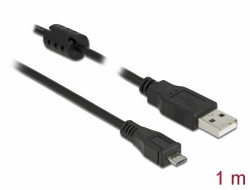 82299 Delock USB 2.0-kabel, Typ-A hane > USB 2.0 Micro-B hane, 1 m svart