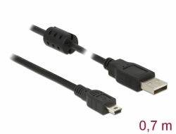 82396 Delock USB 2.0 Kabel Typ-A Stecker zu USB 2.0 Mini-B Stecker 0,7 m schwarz