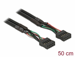 82437 Delock Cablu cu conector mamă cu pini USB 2.0 de 2,54 mm cu 10 pini >mamă cu pini USB 2.0 de 2,54 mm cu 10 pini de 50 cm
