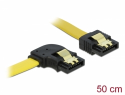 82493 Delock Cablu SATA unghi în stânga-drept 3 Gb/s 50 cm, galben
