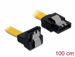 82485 Delock cable SATA 100cm down/straight metal  yellow