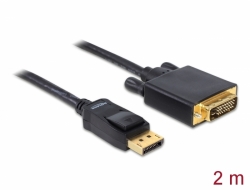 82591 Delock Kábel DisplayPort 1.1 dugó > DVI 24+1 dugó passzív 2 m fekete