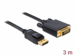 82592 Delock Kabel DisplayPort 1.1 Stecker > DVI 24+1 Stecker Passiv 3 m schwarz