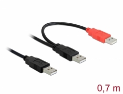 82769 Delock Kabel USB 2.0-A Stecker > 2 x USB 2.0-A Stecker 0,7 m