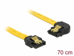 82826 Delock Kabel SATA, 6 Gb/s, přímý na pravoúhlý doleva, 70 cm, žlutý