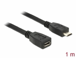 83248 Delock Bővítőkábel USB 2.0-s, Micro-B típusú csatlakozódugóval > USB 2.0-s, Micro-B típusú csatlakozóhüvellyel 1 m