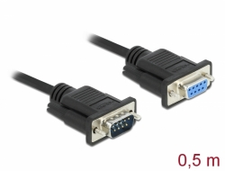 86613 Delock Sériový kabel rozhraní RS-232 D-Sub9, ze zástrčkového na zásuvkový, délky 0,5 m 