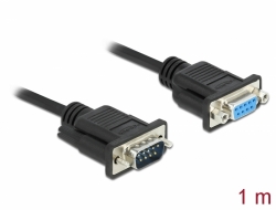 86601 Delock Sériový kabel rozhraní RS-232 D-Sub9, ze zástrčkového na zásuvkový, délky 1 m