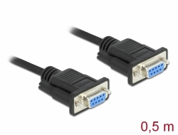 87788 Delock Serial Cable RS-232 D-Sub 9 female to female null modem with narrow plug housing - CTS / RTS auto control - 0.5 m