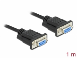 87786 Delock Serial Cable RS-232 D-Sub 9 female to female null modem with narrow plug housing - CTS / RTS auto control - 1 m