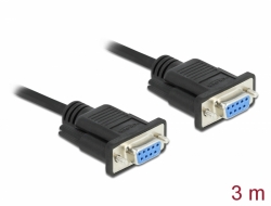 86606 Delock Sériový kabel rozhraní RS-232 D-Sub9, ze zásuvkového na zásuvkový, délky 3 m, null modem