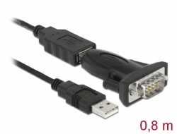 61425 Delock Adaptor USB 2.0 Tip-A > 1 x interfaţă serială DB9 RS-232