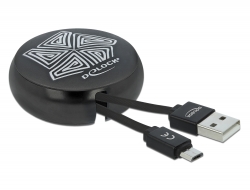 85818 Delock USB Aufrollkabel Typ-A zu Micro-B schwarz