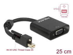62641 Delock Adapter mini DisplayPort 1.2 Stecker mit Schraube > VGA Buchse schwarz