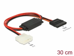 62838 Delock Kabel Spannungswandler Molex 4 Pin Stecker 5 V > SATA 15 Pin Buchse 3,3 V + 5 V 
