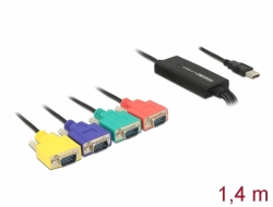 62947 Delock Adapter USB 2.0 A-típusú csatlakozó > 4 x soros RS-232 DB9 csatlakozó