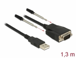 62955 Delock Adaptor USB 2.0 Tip-A tată > 1 x RS-232 DB9 serial tată cu șuruburi și piulițe protecție ESD