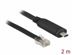 63912 Delock Adapter USB 2.0 Type-C™ Stecker > 1 x Seriell RS-232 RJ45 Stecker 2,0 m schwarz