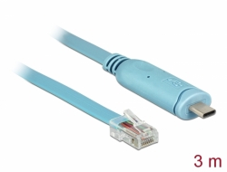 63914 Delock Adapter USB 2.0 Type-C™ hane > 1 x Serial RS-232 RJ45 hane 3,0 m blå