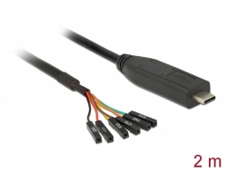 63946 Delock Konverter USB Type-C™ 2.0 Stecker zu LVTTL 3,3 V 6 Pin Pfostenbuchse einzeln 2,0 m 