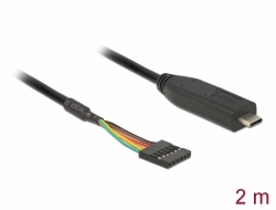 63947 Delock Konverter USB Type-C™ 2.0 Stecker zu TTL 5 V Pfostenbuchse  6 Pin 2,0 m