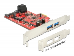 89389 Delock PCI Express x1 Card > 2 x external USB 3.0 + 2 x internal SATA 6 Gb/s – Low Profile Form Factor
