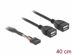 83823 Delock USB Cable Pin header female > 2 x USB 2.0 type-A female 40 cm