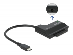 62715 Delock Konverter SuperSpeed USB 10 Gbps (USB 3.1 Gen 2) mit USB Type-C™ Stecker > 22 Pin SATA 6 Gbps Stecker inkl. Netzteil
