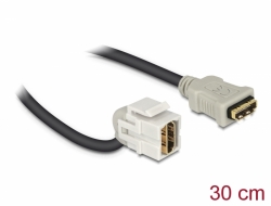 86326 Delock Keystone modul, HDMI-csatlakozóhüvely 110° > HDMI-csatlakozóhüvely, kábellel fehér