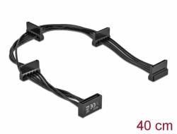 60395 Delock Cablu de alimentare cu conector tată SATA cu 15 pini > 4 conectori mamă SATA cu 15 pini de 40 cm, negru