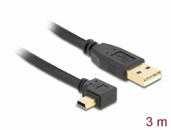 82683 Delock USB 2.0 kabel Typ-A hane till Typ Mini-B hane vinklad 3 m