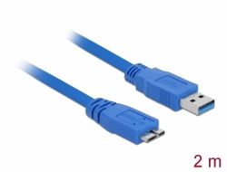 82532 Delock Kábel USB 3.0 A-típusú dugó > USB 3.0 Micro-B típusú dugó 2 m kék