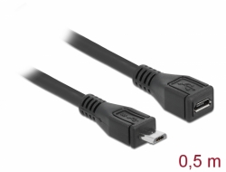 83567 Delock Bővítőkábel USB 2.0-s, Micro-B típusú csatlakozódugóval > USB 2.0-s, Micro-B típusú csatlakozóhüvellyel 0,5 m