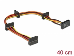 60141 Delock SATA-kabel för ström 15 stifts hane > 4 x SATA 15 stifts hona 40 cm flerfärgad