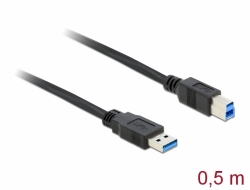 85065 Delock Cablu cu conector tată USB 3.0 Tip-A > conector tată USB 3.0 Tip-B, de 0,5 m, negru