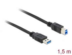 85067 Delock USB 3.0-s kábel A-típusú csatlakozódugóval > USB 3.0-s, B-típusú csatlakozódugóval, 1,5 m, fekete